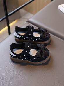 1 Pair Spring/Autumn New Princess-Style Soft Sole Baby Walking Shoes For Girls With Bowknot Sweet Design - Black - View 5