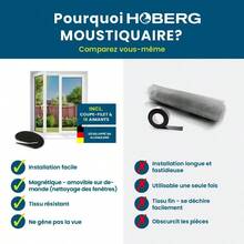 Hoberg Moustiquaire de fenêtre avec Fixation magnétique innovante | Moustiquaire jusqu'à 150 x 130 cm découpable Individuellement, Pas de perçage ni de vissage | Fixation avec 16 aimants [Noir] - Moustiquaire - Voir 9