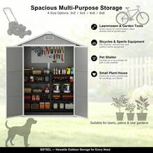 AYAYM All-Weather Resin Outdoor Garden Shed Reinforced Tool Storage Shed - Grey - View 7