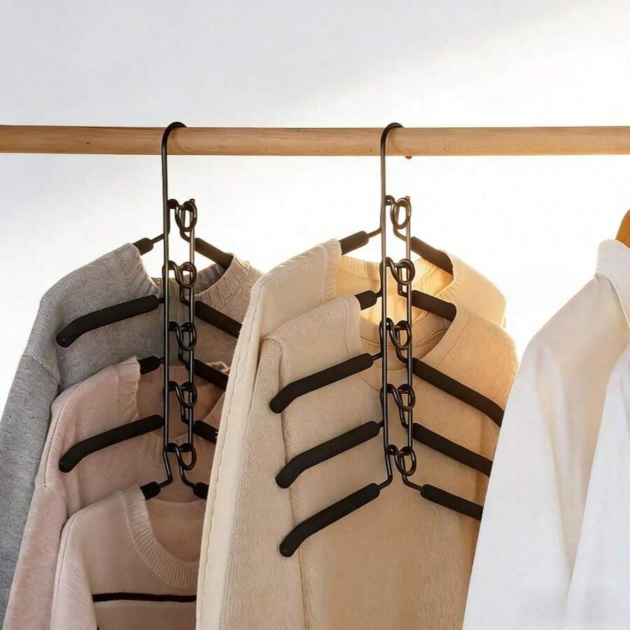 5-Tier Clothes Rack Maximizes Your Closet Space With This Multi-Layer Folding Hanger! Multi-Functional Clothes Rack, 5-Tier Metal Foam Hanger Detachable High-End Magic Anti-Slip Multi-Functional Storage Organizer Hanging Rack (Anti-Slip Foam May Inevitably Deform, Please Consider Carefully If You Mind)