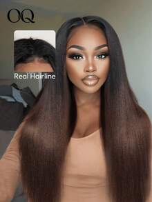 OQ 180% Density 16-26 Inch Pre-Processed 3-In-1 Seamless No-Processing Virgin Hair No Glue No Net Half Wig Brown Ombre Straight Hair Ready To Wear - S1/4 - View 2