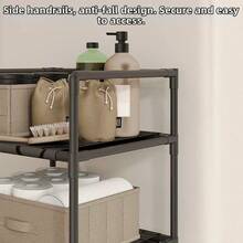 1pc Multi-Layer Bathroom Storage Rack With Universal Wheels, Laundry Basket, Underwear & Clothing Organizer, Dirty Clothes Bin - Multicolor - View 4