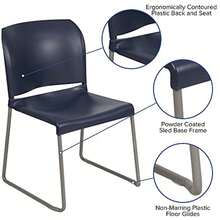 Hercules Stack Chair, Gray - Navy - View 5