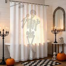 1pc Skull Shower Curtain, Vintage Design, Waterproof Bath Curtain, Suitable For Bathtub Partition, Bathroom Decor And Bathroom Accessories, Home Decor Gift - Multicolor - View 1