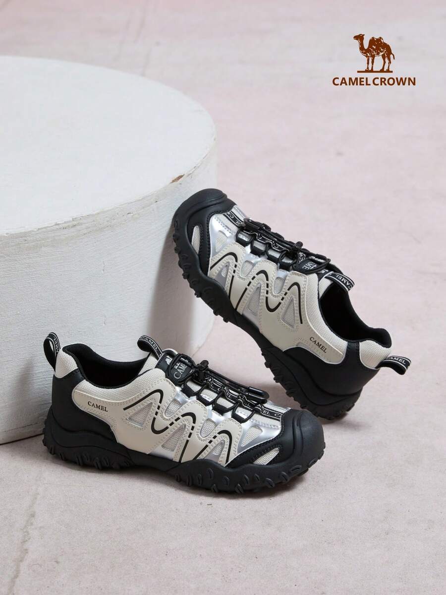 CAMEL CROWN 女款新款秋季防滑舒適休閒跑步運動鞋 - 米/銀/黑 - 查看 1