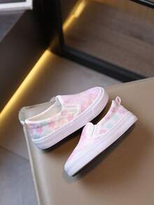 Mädchen Glitzer Slip-On Sneaker, Regenbogen Farbverlauf Pailletten Oberteil, leichte rutschfeste flache Sohle Freizeitschuhe für Kleinkinder - Pink - Übersicht 3