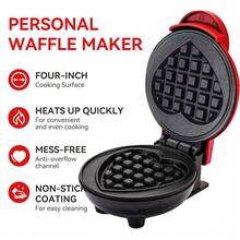 Pembuat Wafel Mini 4 Inci Berbentuk Hati, Oven Kue Telur Gelembung, Pembuat Panini, Panci Wafel Mini, Oven Kue Telur, Cetakan Wafel Sarapan, Cocok untuk Porsi Tunggal, Membuat Panini, Hash Brown, dan Sarapan, Makan Siang, atau Camilan Praktis Lainnya, Mudah Dibersihkan, Lapisan Anti Lengket, Pola Hati Merah Muda - Steker Tipe AS A (110-127V) - View 3