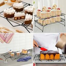 2pcs/4pcs 16X10 Inch Kitchen Utensils, Baking Tools, Multi-Functional Folding Rack, Cooling Rack, Baking Tray Rack, Stackable Baking Cooking Drying Cooling Rack, Camping Grill, BBQ Rack, Kitchen Supplies, For Cooking Baking Cooling Baking Cookies Cakes - View 8