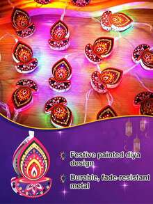 1 String Candle Lights, LED Hollow Metal Oil Lamps, Battery Powered String Lights, Suitable For Diwali Decoration, Party Decoration, Wedding Decoration, Home Decoration, Bedroom Decoration And Holiday Decoration - Candle String Lights - View 7