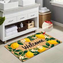 1pc Fresh Lemon Print Design Microfiber Bath Rug,Non-Slip & Soft Bathroom Mat,Welcome Doormat,Water Absorption Mat,Machine Washable,Low Pile,TPR Backing,Knit Fabric,ForBedroom,Kitchen,Entryway,Indoor Use,Accessories & Home Decor,Perfect New Home Gift - A - View 5