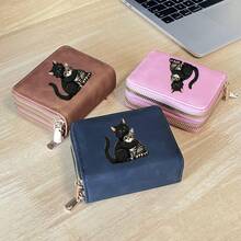 2pcs Cat Pattern Lightweight Fashionable Women's Card Holder Double Zipper Wallet Mini Wallet Card Holder Suitable For Daily Use - Multicolor - View 4