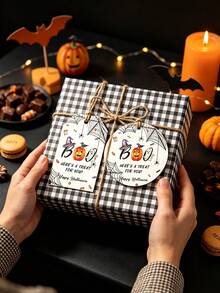 20pcs Halloween Gift Decoration Tag Card Set, Bat, Witch, Spider Pattern Decorative Tag Cards, Halloween Party Gift Tag Pendants, Gift Packaging Decoration Cards, Halloween Gift Wrapping Supplies, Suitable For Halloween Party Gift Packaging, Holiday Decorations - Multicolor - View 4