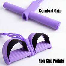 Pedal Resistance Band 4-Tube, Elastic Pull Rope With Non-Slip Pedals And Comfort Grip, Full Body Workout Equipment For Abs Arms Legs, Home Yoga - A - View 4