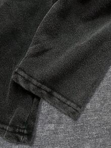 Men's Casual Washed Distressed Crew Neck Long Sleeve T-Shirt - Black - View 6