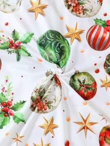 2pcs/Set Christmas Tween Girl Pajama Set, Cartoon Christmas Element Print Pattern Lapel Long Sleeve Cardigan With Elastic Waist Long Pants, Flame Retardant Knit Fabric, Suitable For All Seasons, Girls Mid-To-Large Children - White - View 8