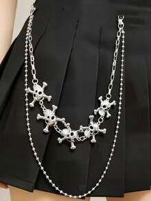 2pcs/Set Halloween Dark Punk Style Rivet Pants Chain And PU Leather Rivet Bracelet Set, Subculture Punk Dark Style Accessories, Cone Stud Metal Chain Elements, Suitable For Streetwear, Music Festivals, Subculture Parties, Create Personalized Outfit Looks, Niche Accessories, Suitable For Fashionable People Holiday Gifts() - Multicolor 3 - View 10