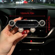 Creative Car Phone Holder Shiny (Rose Floral Pattern + Heart Shape) Car Air Vent Phone Navigation Fixed Support Bracket Car Interior Accessories Decoration For Women Compatible With 4.7-7 Inch Phones - Phone Stand - View 3