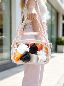 Portable Transparent Pvc Lunch Bag, Large Capacity Lunch Bag, For Office Workers And Students, Travel Storage Bag,Reusable Transparent Snack Storage Bag, Perfect For Outdoor Picnics, Camping And Travel - Multicolor - View 3