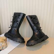 1 Pair Girls' Thermal Lined Warm Boots With Bow Performance Dance Shoes For Boys - Black - View 6