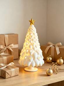 Christmas Tree-Shaped Lampshade, Nightlight Cover, Holiday Decoration, Star-Cutout Ambient Light Shade; Minimalist 3D-Printed Christmas Tree Lampshade-A Creative Tabletop Ornament For The Bedroom. - Multicolor - View 2