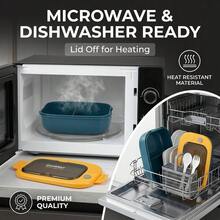 Kotak Bekal Dewasa, Wadah Persiapan Makanan 2 Kompartemen dengan Garpu dan Sendok, Wadah Makan Siang Plastik yang Aman untuk Microwave, Wadah Penyimpanan Makanan Anti Bocor dengan Sekat, Wadah Salad Perjalanan yang Dapat Ditumpuk untuk Makan Siang Sekolah Kantor - MultiWarna - View 5