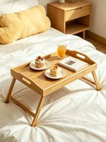 Folding Leg Bedside Tray Table, Bamboo Breakfast Bed Tray. Suitable For Sofas, It Can Be Used As A Breakfast Table In Bed, TV Table, Laptop Tray Or Snack Tray. - Multicolor - View 8
