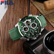 Jam Tangan Olahraga Digital-Analog Hybrid FILA Pria, Dial Hijau, Tali Kulit, Hadiah Ideal untuk Pria - Satu-Ukuran - View 8