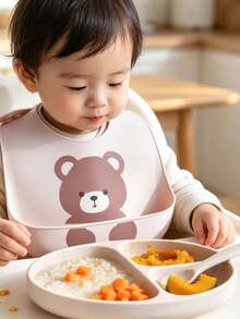 2pcs/1pc Celemek Bayi Silikon - Anti Bocor, Anti Noda, Lembut, Dapat Diatur Ukurannya, Tahan Air Rebus, Portabel, Desain Kartun, Cocok untuk Penggunaan Sehari-hari Bayi & Makan di Luar Ruangan - MultiWarna - View 3