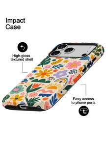 Pink Tropical Floral Personalized Phone Case, Compatible With IPhone 18 Pro Max, 17, 17 Pro Max, 16 Pro, 15 Pro Max, 13 Pro, 15, 14, 14 Pro, 13, 12, 11 - Abstract Badge Collage - View 4