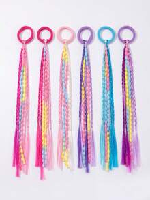 MH 6PCS Women's Multi-Color Gradient Hair Braids Hair Ties, High Elasticity Hair Ropes, Decorative Hair Accessories, Sweet & Cool Style, Hot Girl Hair Braids Hair Ties - Ombre - View 2