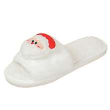 Cute Santa Claus Cotton Slippers For Women, Winter Indoor Home Use, Soft-Soled, Non-Slip, Skin-Friendly, Plush And Fluffy Slippers - White - View 3