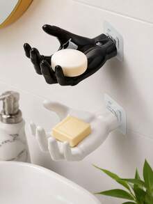 1pc Creative Hand-Shaped Soap Dish, Self-Adhesive Hand-Shaped Soap Holder, Wall-Mounted Creative Hand-Shaped Soap Dish, No-Drill Bathroom Soap Rack, Decorative Shower/Washbasin Storage Rack - Multicolor - View 4
