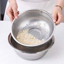 Stainless Steel Single Ear Strainer - Rust-Proof, Suitable For Washing Pasta, Fruits & Vegetables, Rice, And Storing/Drying Kitchenware - Silver - View 6