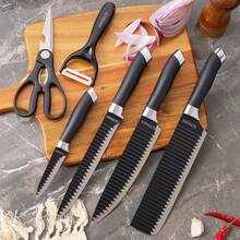 Jogo kit 6 peças Facas Descascador Tesoura Profissional Cozinha Gourmet Faca de Churrasco Profissional Antiaderente - colorido - Visão 4
