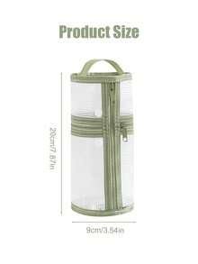 1pc Minimalist Waterproof PVC Mesh Transparent Vertical Pencil Case, Large Capacity Dirt-Resistant Dual Zipper Student Exam Stationery Bag Portable Pencil Storage Pouch, Back To School Essential - Multicolor - View 2