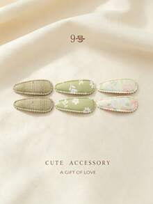 6Pcs Floral Plaid Fabric Hair Clips, Cute Lace-Trimmed Baby Hair Clips, Sweet And Non-Slip Hairpins, Suitable For Little Girls To Wear Daily. - Multicolor - View 16