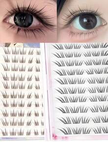 10 Rows Manga Lash Clusters Kit, Natural Look Individual Segmented Lashes, Clear Band Faux Mink Fiber, Daily Wear DIY Eyelash Extensions, Designed For Asian Eye Shapes - C - View 1