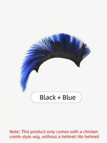 Punk Style Helmet Wig Only, No Helmet, Two‑Tone Spliced Synthetic Hair Decoration, Multi‑Colors, Cool Spiky Hairpiece For Motorcycle Helmet, Halloween, Party & Cosplay. - Multicolor - View 11