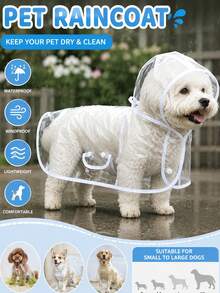 Transparent Hooded Dog Raincoat, Transparent Full Body Waterproof Pet Raincoat, Lightweight Outdoor Walking Raincoat Suitable For Small And Medium-Sized Dogs, Adjustable Edging And Fixed Hood Transparent Dog Raincoat Suitable For Daily Walking - Multicolor - View 6