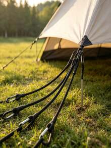 Elastic Bungee Cord With Carabiner, Camping Car Tie-Down Rope, Outdoor Clothesline, Luggage Elastic Packing Hanging Rope - Black - View 9