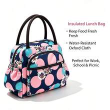 Women's Insulated Lunch Bag, Thickened Oxford Cloth Tote, Large Capacity For Office, Commute, Picnic, Polka Dot Pattern - View 11
