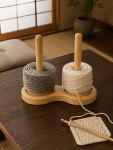 1件防纏繞竹編線架，天然木製圓形底座設計，360°旋轉主軸，順暢出線，穩定防纏繞毛線架，編織配件鉤針用品毛線收納架，適用於DIY手工室，四季通用 - 繞線器 - 查看 7