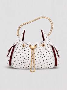 Vintage Leopart Dot Faux Fur Buckets Bag Designer Soflt Plush Women Shoulder Bags Heart Lock Chains Crossbody Bag Small Tote Bag - Multicolor - View 12