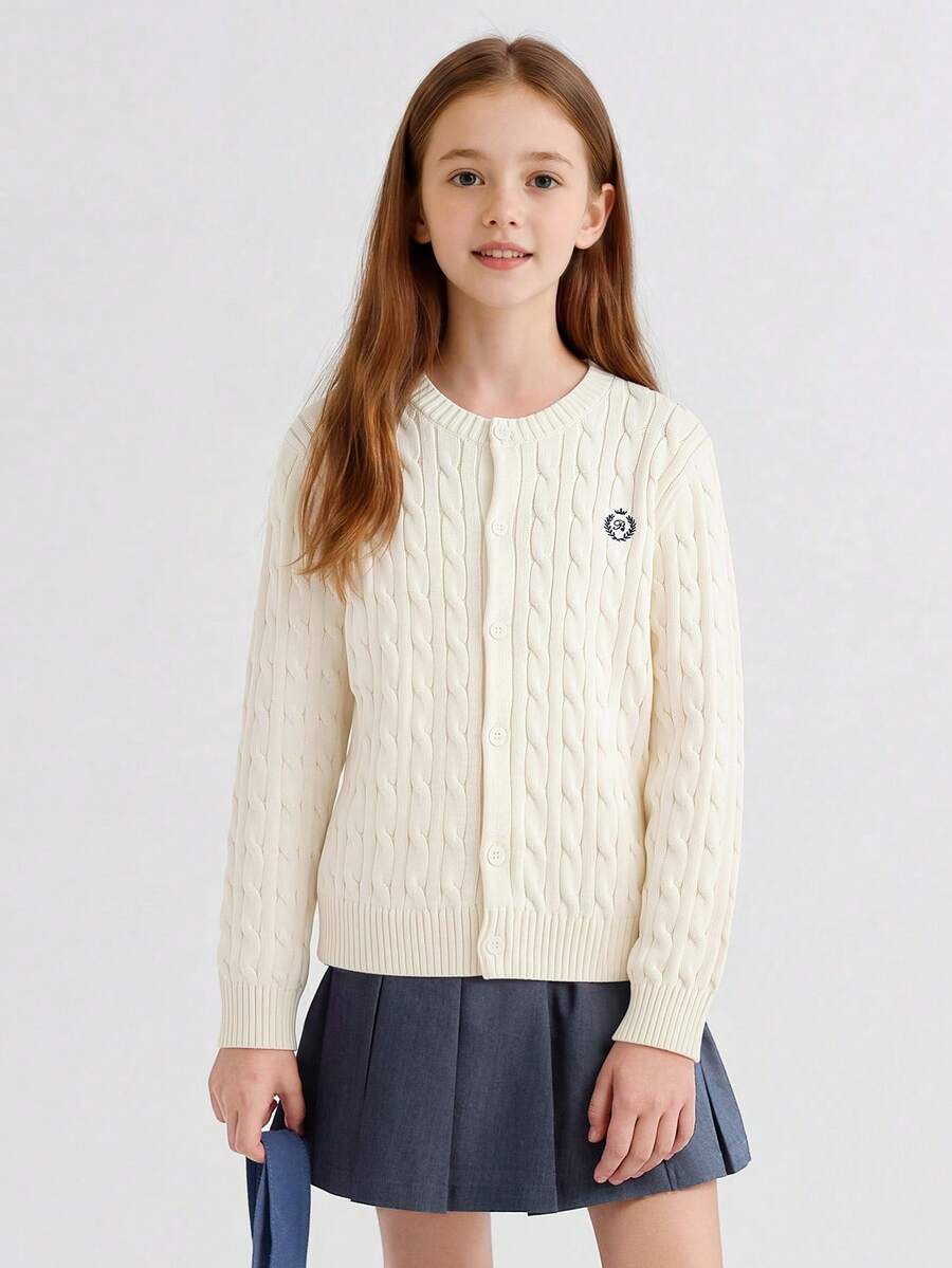 Balabala Stylish Tween Girl Knit Cardigan Soft Warm Sweater Base Top For Toddler Boys & Girls Winter - White Tone - View 1