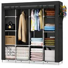 Portable Wardrobe Closet With Dust Cover, Expandable Clothes Storage Rack With Shelves And Shoe Organizer, Space Saving Bedroom Closet For Apartment, Dorm, Home Organization - View 10