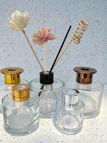 Black Glass Aromatherapy Bottle Set-Includes Lid, Stopper, Funnel, And Diffuser Sticks. Suitable For Daily Home Use In Areas Like The Living Room Or Bathroom; Makes A Practical Gift For Women, Perfect For Halloween Or Christmas. - Multicolor - View 2