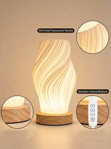 1pc USB Powered LED Desk Lamp, Minimalist Creative Design, 3-Color Adjustable Soft Light Desk Lamp, ABS Lampshade With Wooden Base, Suitable For Bedroom, Living Room, Office Home Lighting - Multicolor - View 6