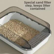 1pc Open-Top Cat Litter Box, Large Size High-Sided Anti-Splash, Ventilated Odor-Free, Easy To Clean, Includes Cat Litter Scoop - one-size - View 6