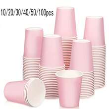 100/50/40/30/20/10/10 Pink Macaron Paper Cups, European Ins Minimalist Macaron Color Style, Pure Light Pink Cup Body With Delicate Texture, Leak-Proof Beverage Paper Cups, Suitable For European Outdoor Markets, Outdoor Activities, Store Beverage , Friends Picnic Gatherings, Holiday Celebrations And Leisure Scenes - Pink - View 10