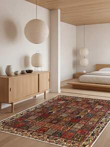 Digitally Printed Non-Slip Washable Runner And Area Rug Living Room Carpet, Modern Design | Modern, Scandinavian, Bohemian And Classic Styles | 100% Polyester - Red - View 6